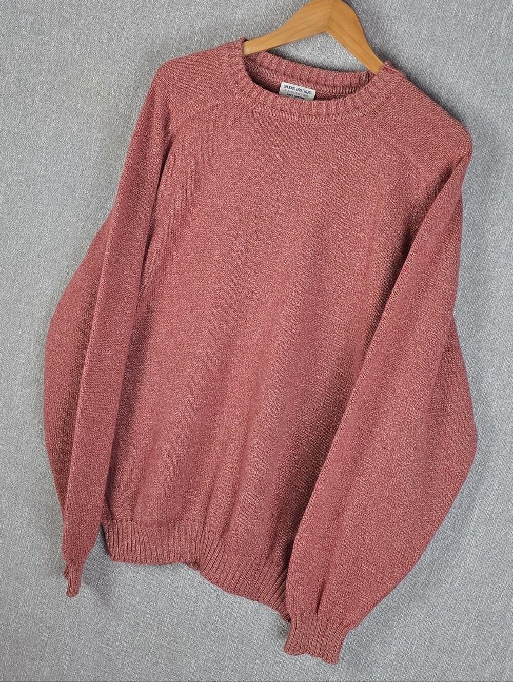 Vtg Brooks Brothers Red 100% Cotton Crewneck Sweater Mens Sz L